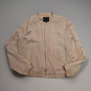 Sanctuary Women's Pilot Bomber Jacket in Cameo Pink Size Small Linen Zip Pockets